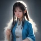 拉拉精选编辑林晓雨的工作照，年轻女性坐在书桌前，背景是满满一墙书籍，神情专注